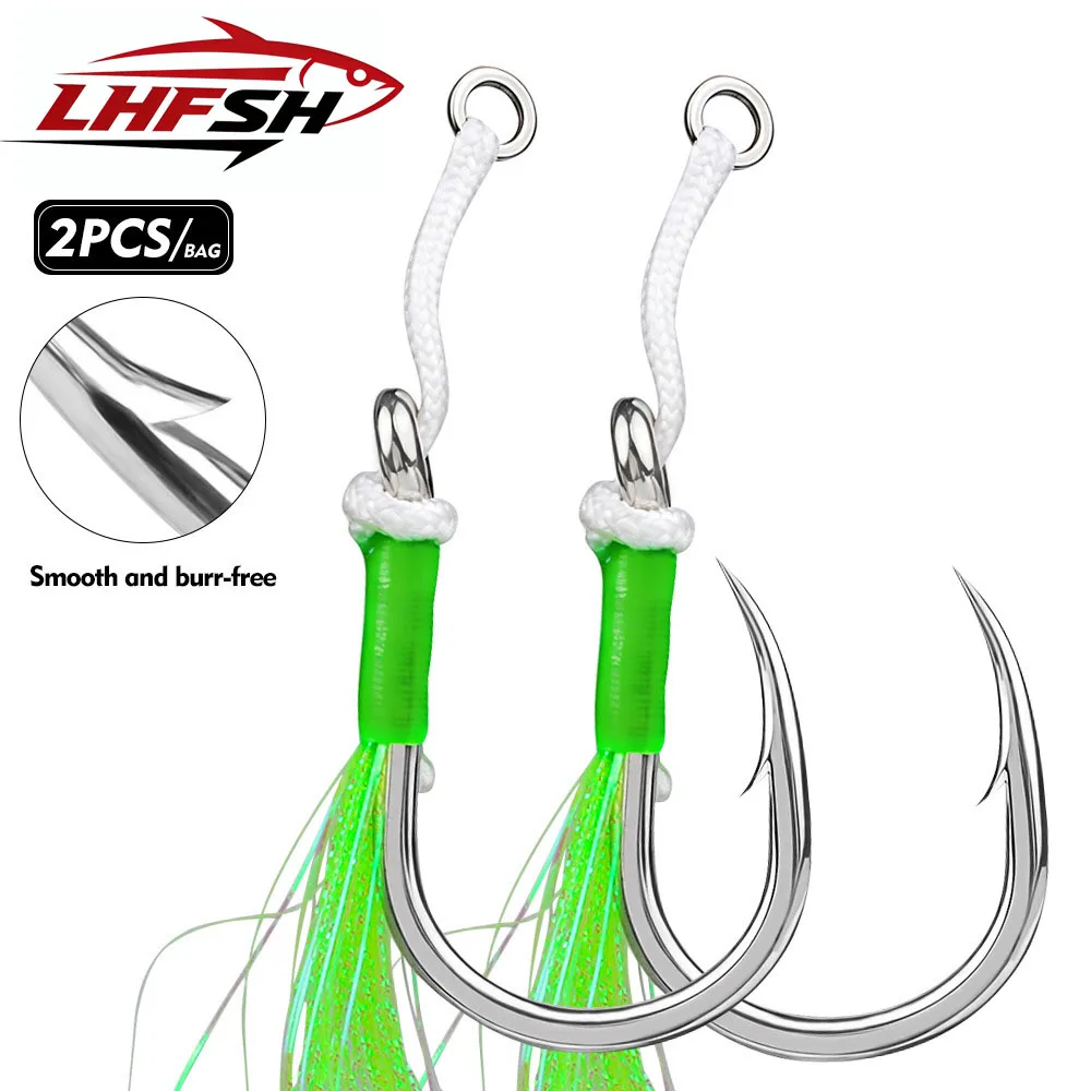 LHFSH Anzuelos dobles jig con púas para pesca en agua salada - imagen 2