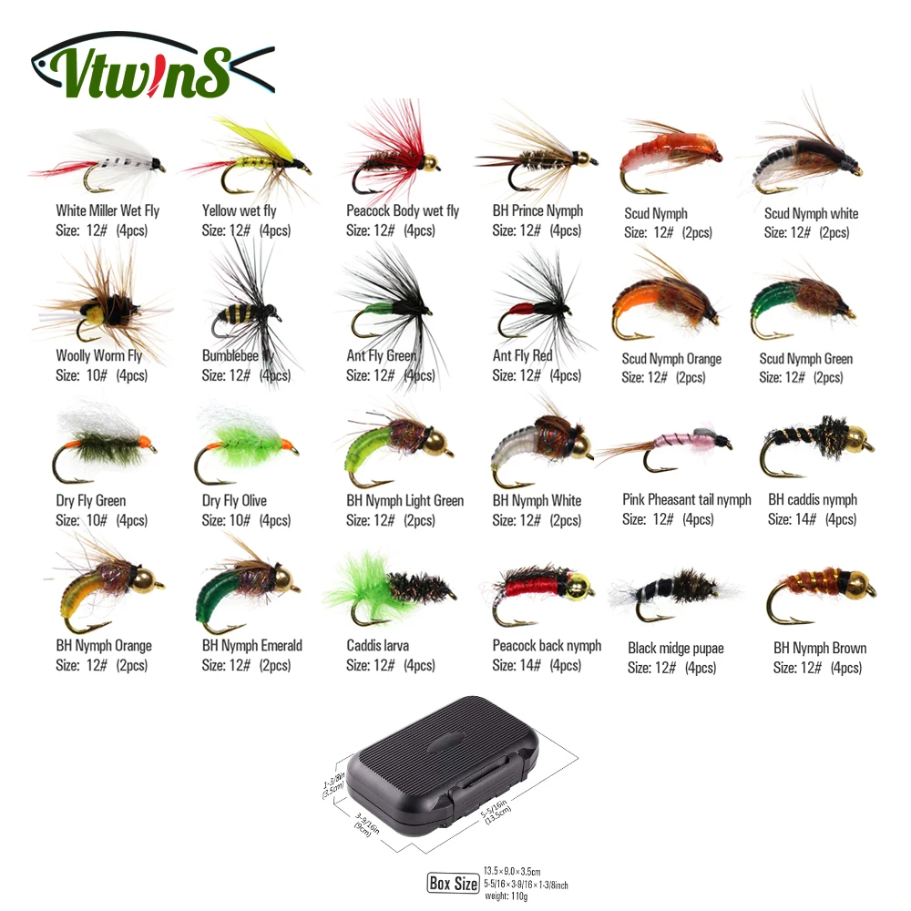 Vtwins Kit moscas de pesca para trucha: ninfa Scud y larvas - imagen 3