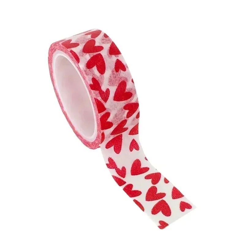 Cinta adhesiva decorativa de corazones rojos para manualidades - imagen 3