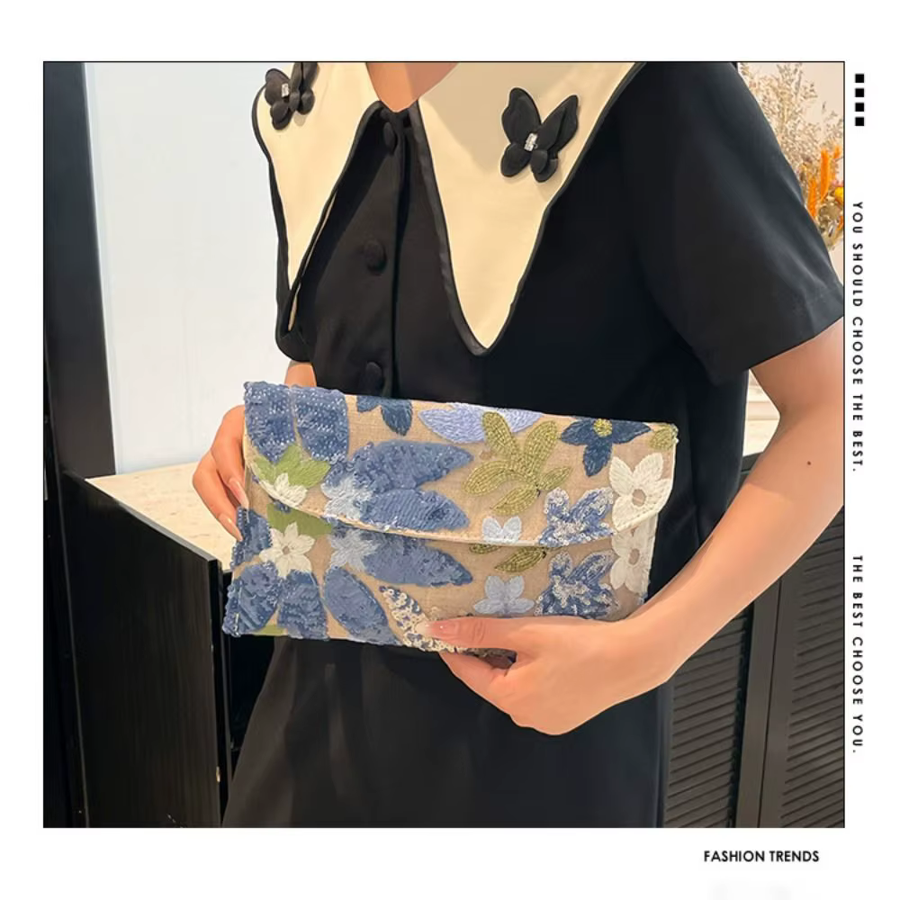 Bolso de Mano con Lentejuelas y Bordado para Fiesta