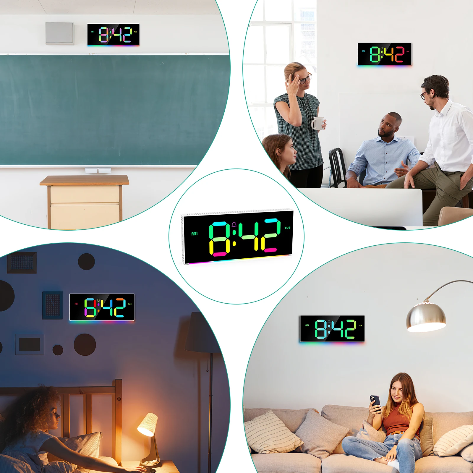 Reloj de pared digital ORIA RGB pantalla 12 pulgadas