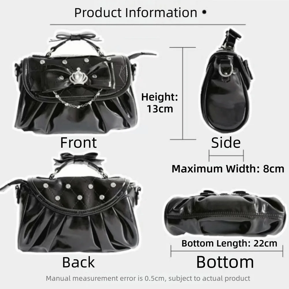 Bolso de hombro con diseño plisado y asa de lazo