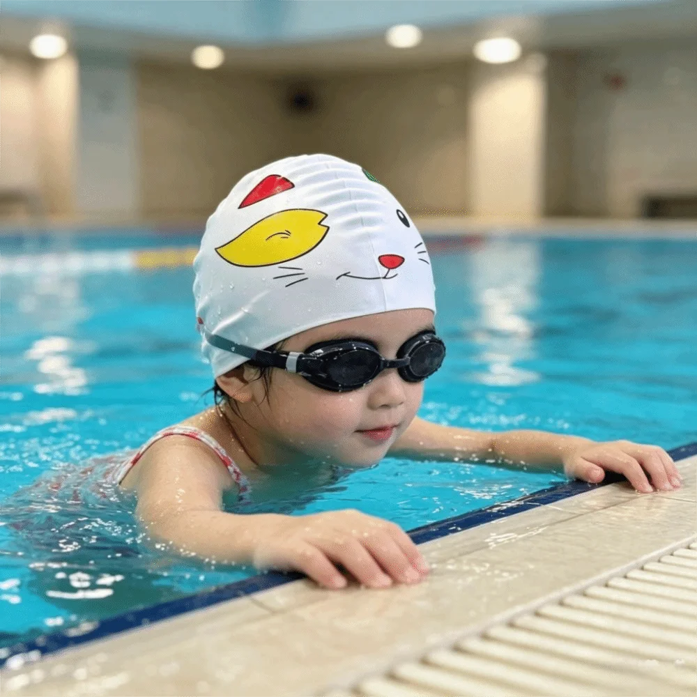 Gorro de natación de silicona elástico impermeable ampliado y seguro