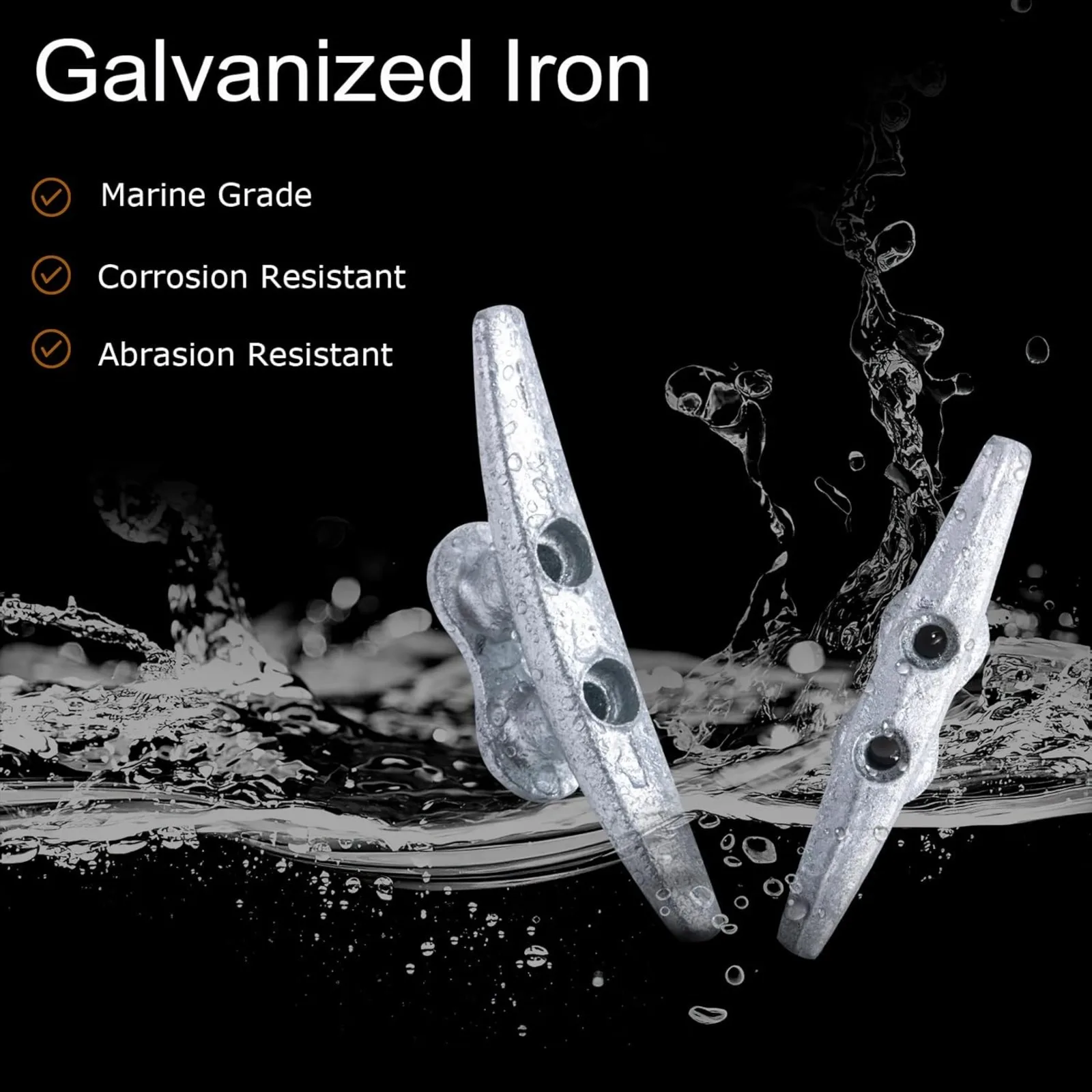 Cleat de amarre marino galvanizado de hierro resistente a corrosión