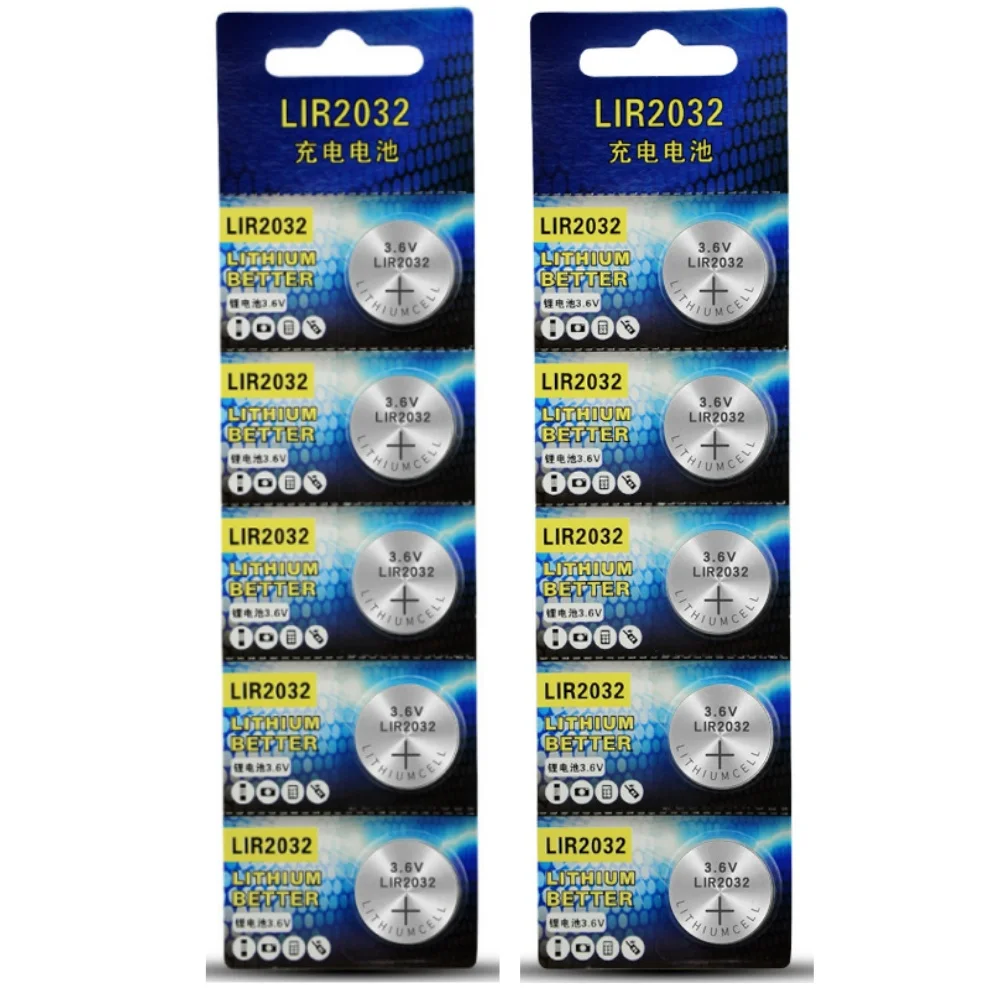 Pilas botón recargables LIR2032 3.6V – Compatibles CR2032 para reloj - imagen 4
