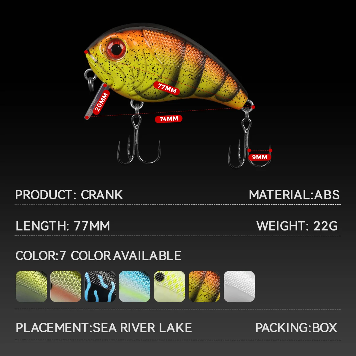 WATERBOY Crankbait 77mm – Wobbler duro 22g