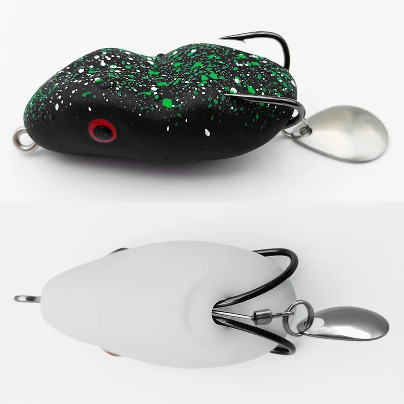 ShareShark Señuelo rana con lentejuelas y sonido, doble anzuelo - imagen 2