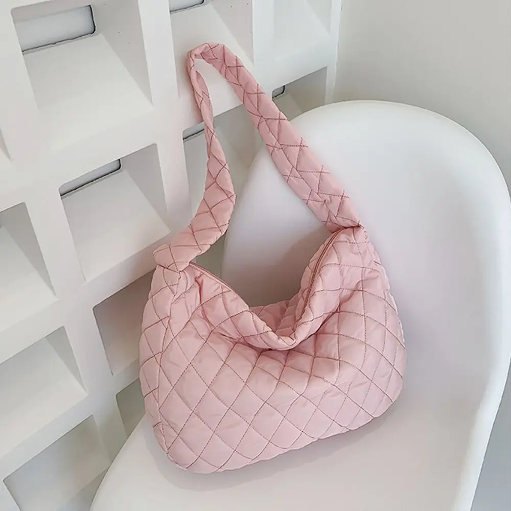 Bolso acolchado de algodón cálido tipo bandolera grande a cuadros - imagen 5