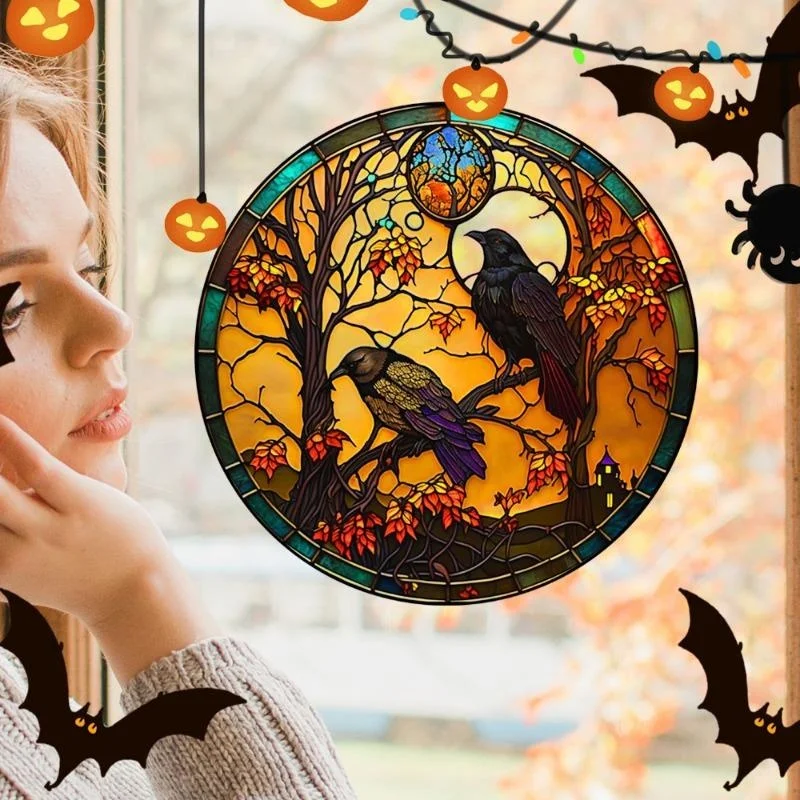 Pegatinas Estáticas Halloween Ventana – Castillo Encantado con Gato - imagen 3