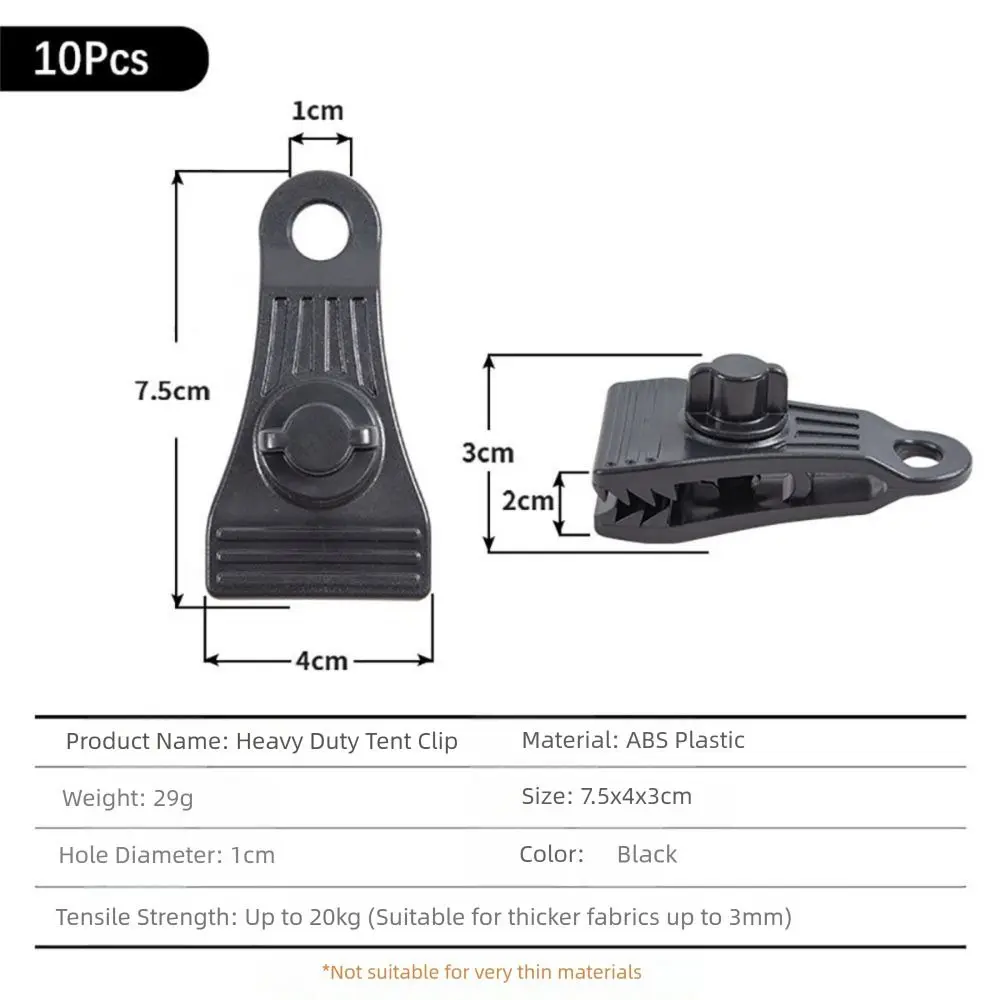 Clips para toldos negros para carpas, abrazaderas reforzadas - imagen 2