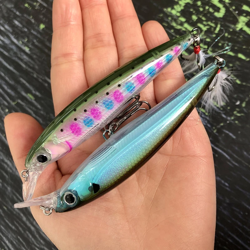Señuelo swimbait flotante pececillo con plumas para lucio - imagen 5