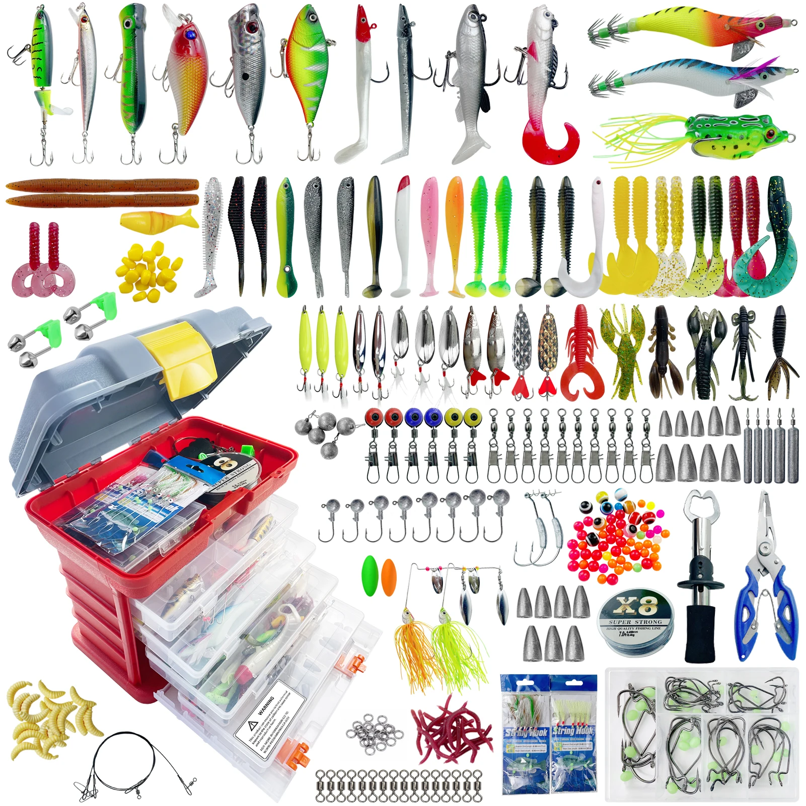 Caja de pesca multiestancias GRATIS FISHER con aparejos, plomos y anzuelos