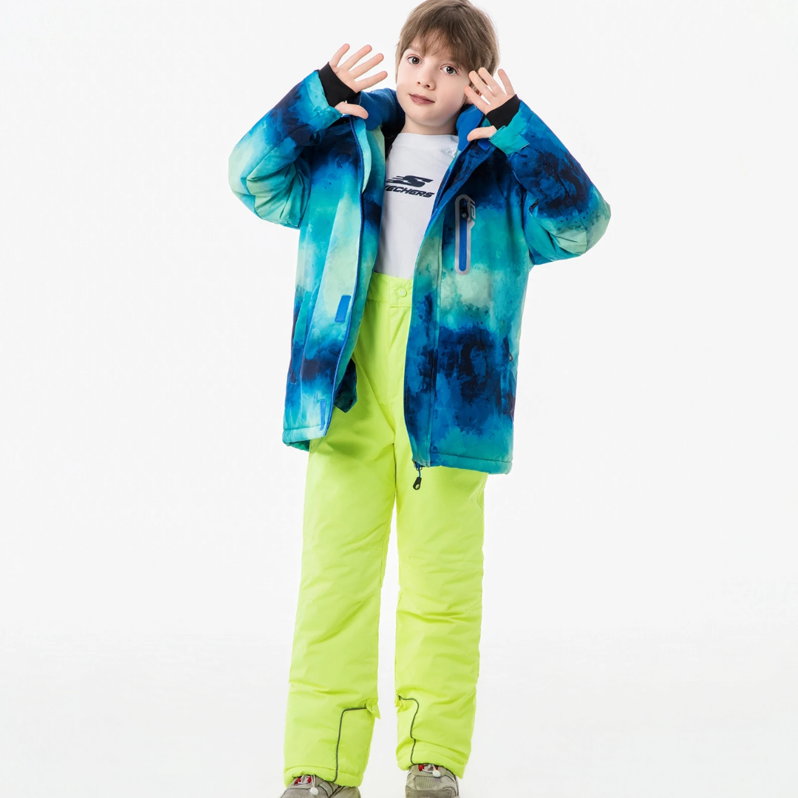 Traje de nieve impermeable para niños, conjunto de esquí con capucha - imagen 5