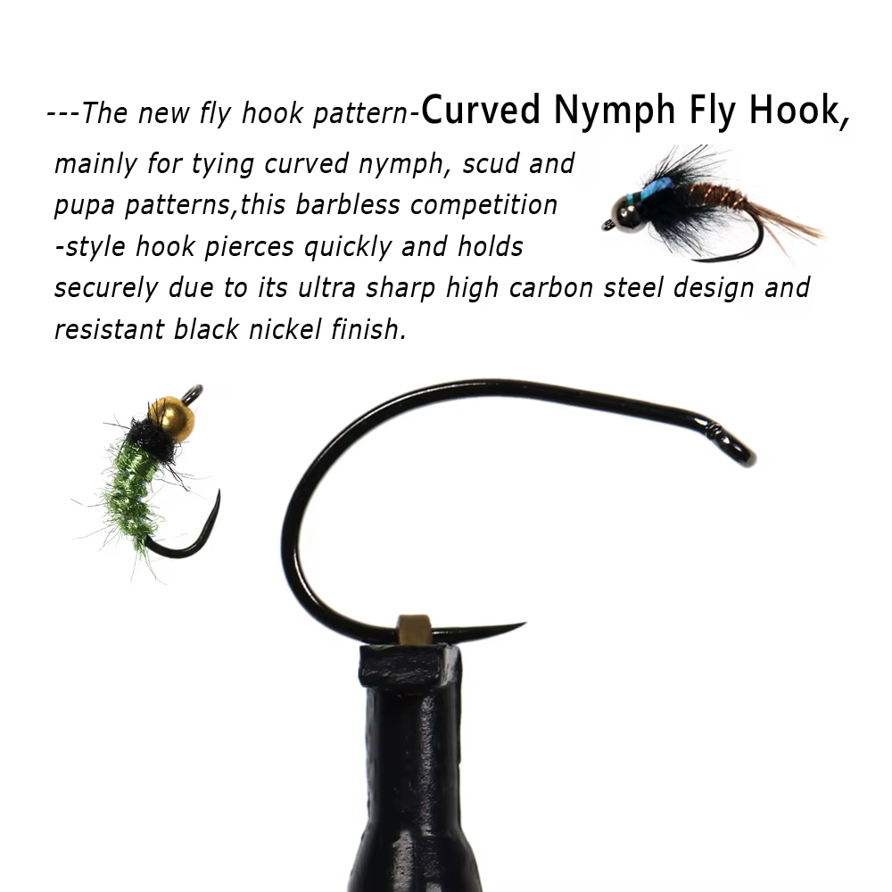 Bimoo Anzuelo Curvo de Acero Alto Carbono para Ninfa y Mosca seca - imagen 4
