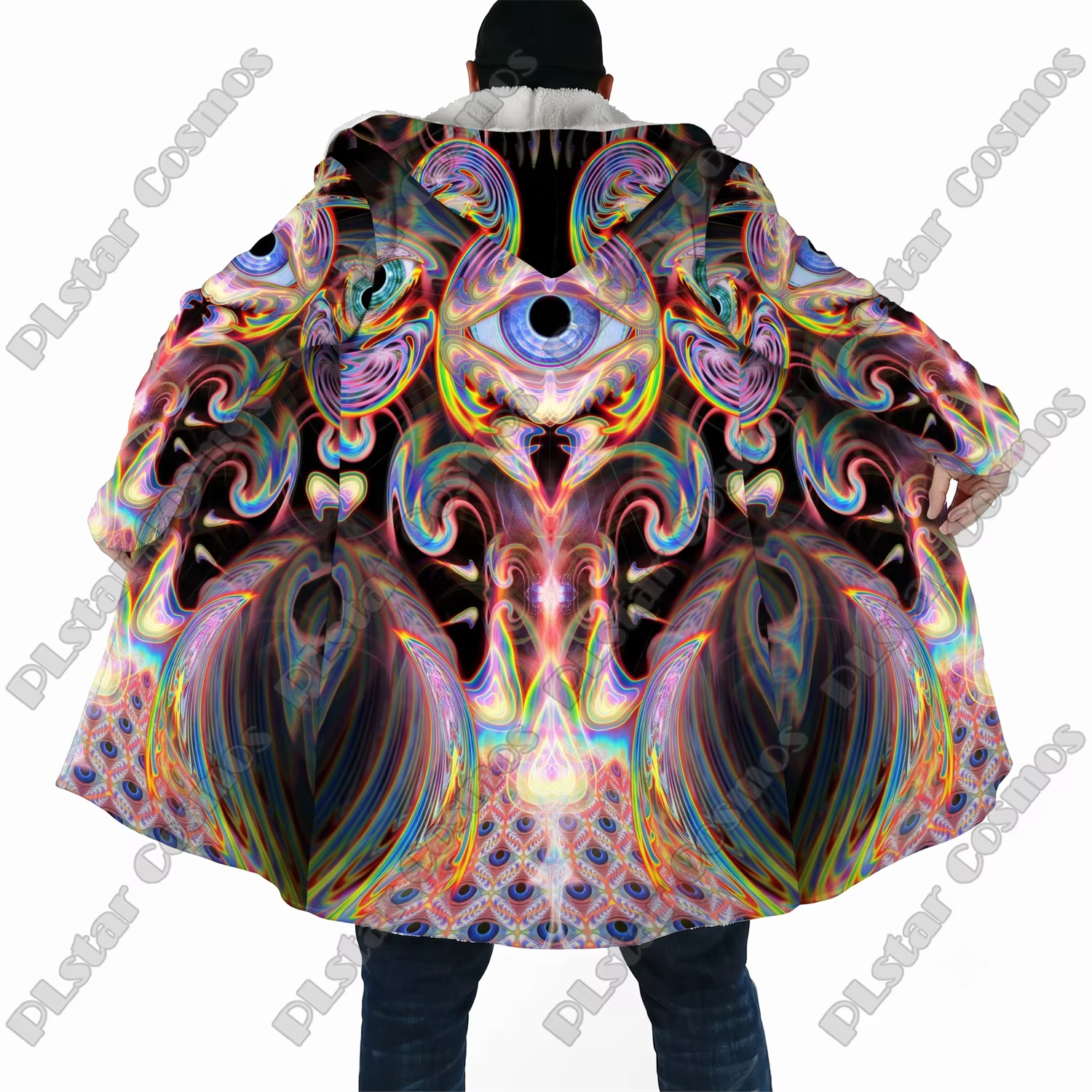 Abrigo con Capucha para Hombre, Estilo Abstracto Psicodélico Unisex - imagen 5