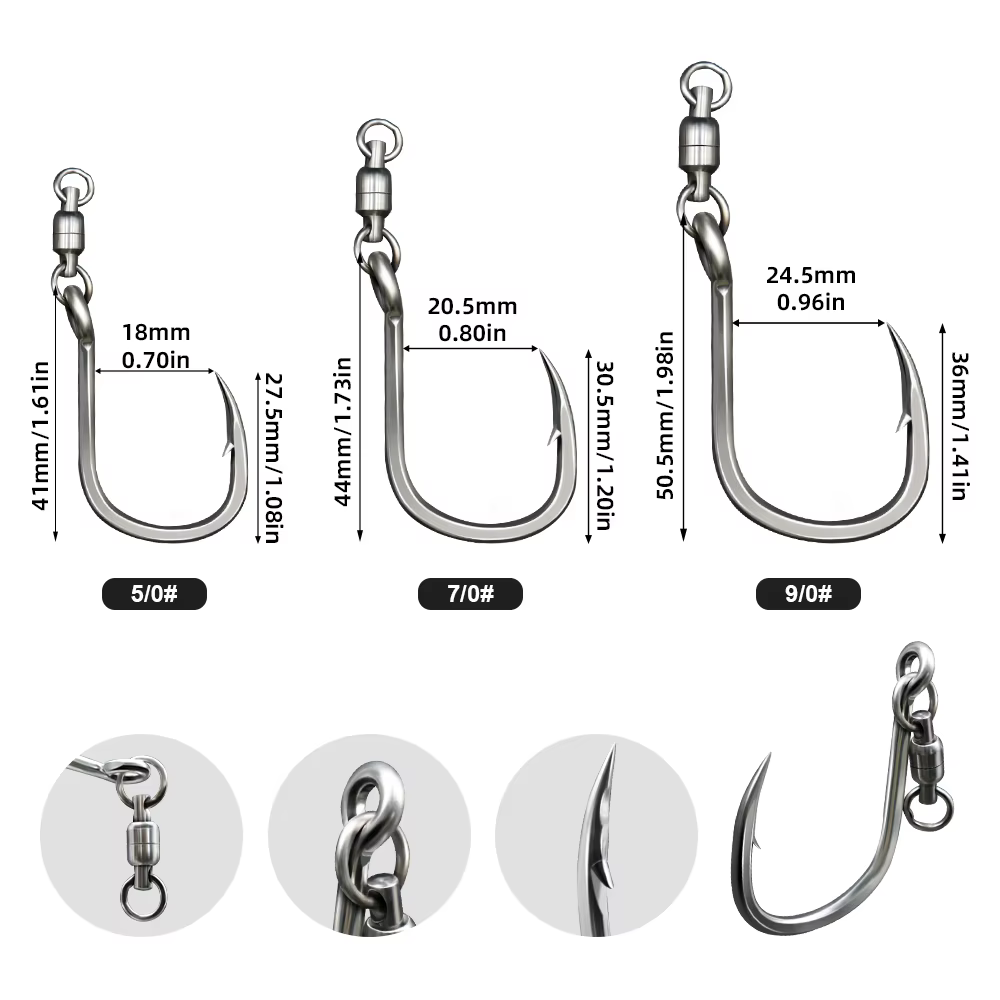 Anzuelo con doble rodamiento giratorio BKK8062 – Pesca marina - imagen 2
