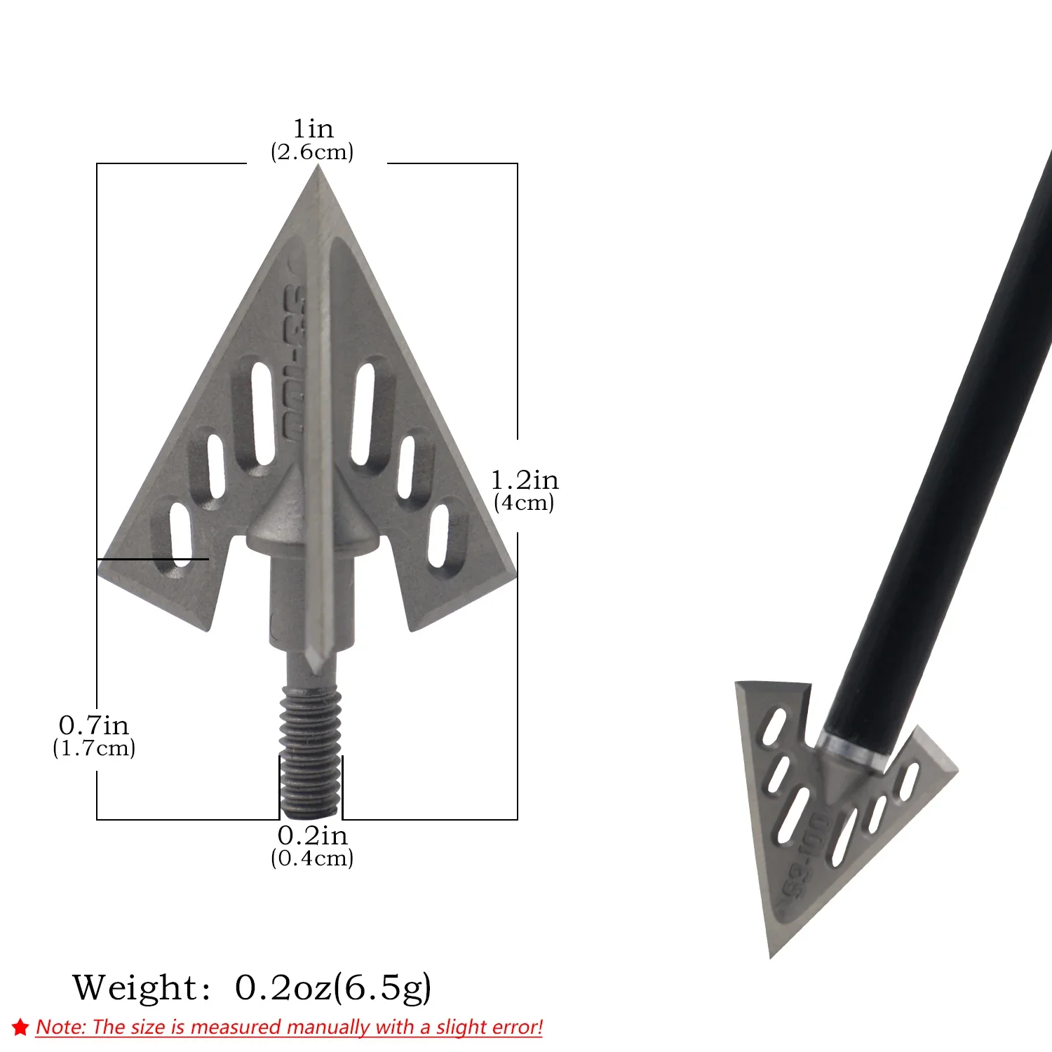 Punta de caza fija de tres hojas con base roscada para flecha - imagen 4