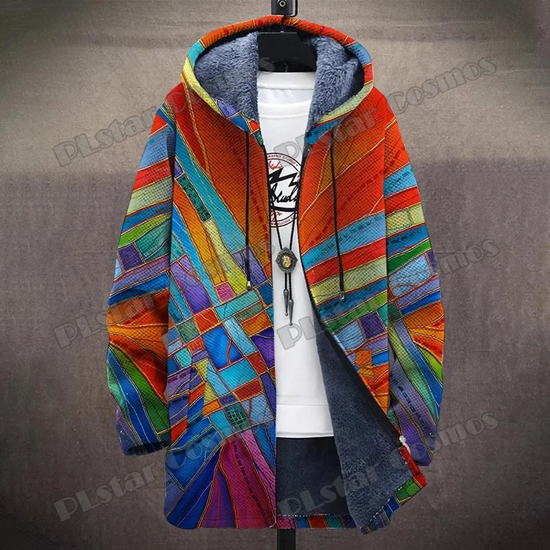 Abrigo largo con capucha hombre estampado 3D mármol invierno - imagen 2