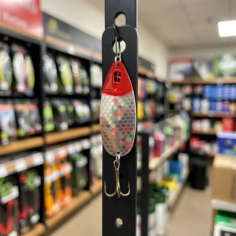 Señuelo de cuchara rojo para lubina – acción natación vibrante