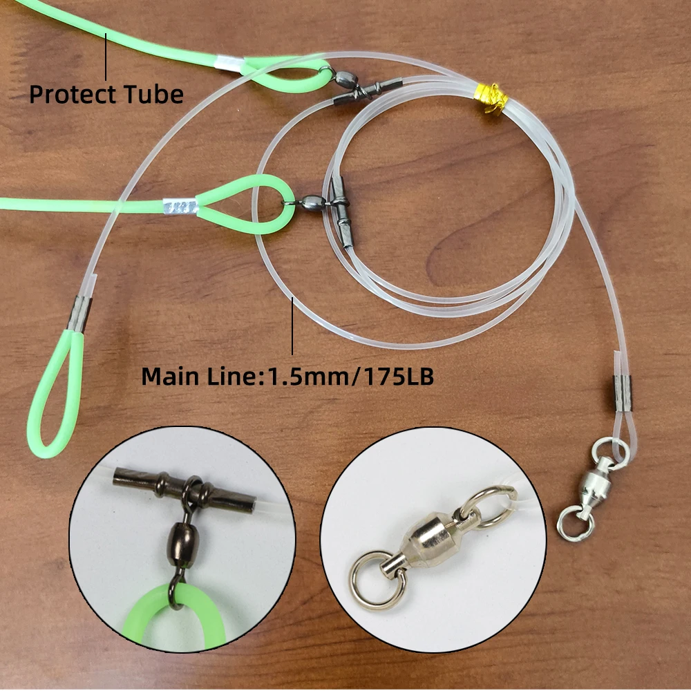 Aparejo multi anzuelo 4 con señuelo calamar luminoso – 130cm para aguas profundas - imagen 5