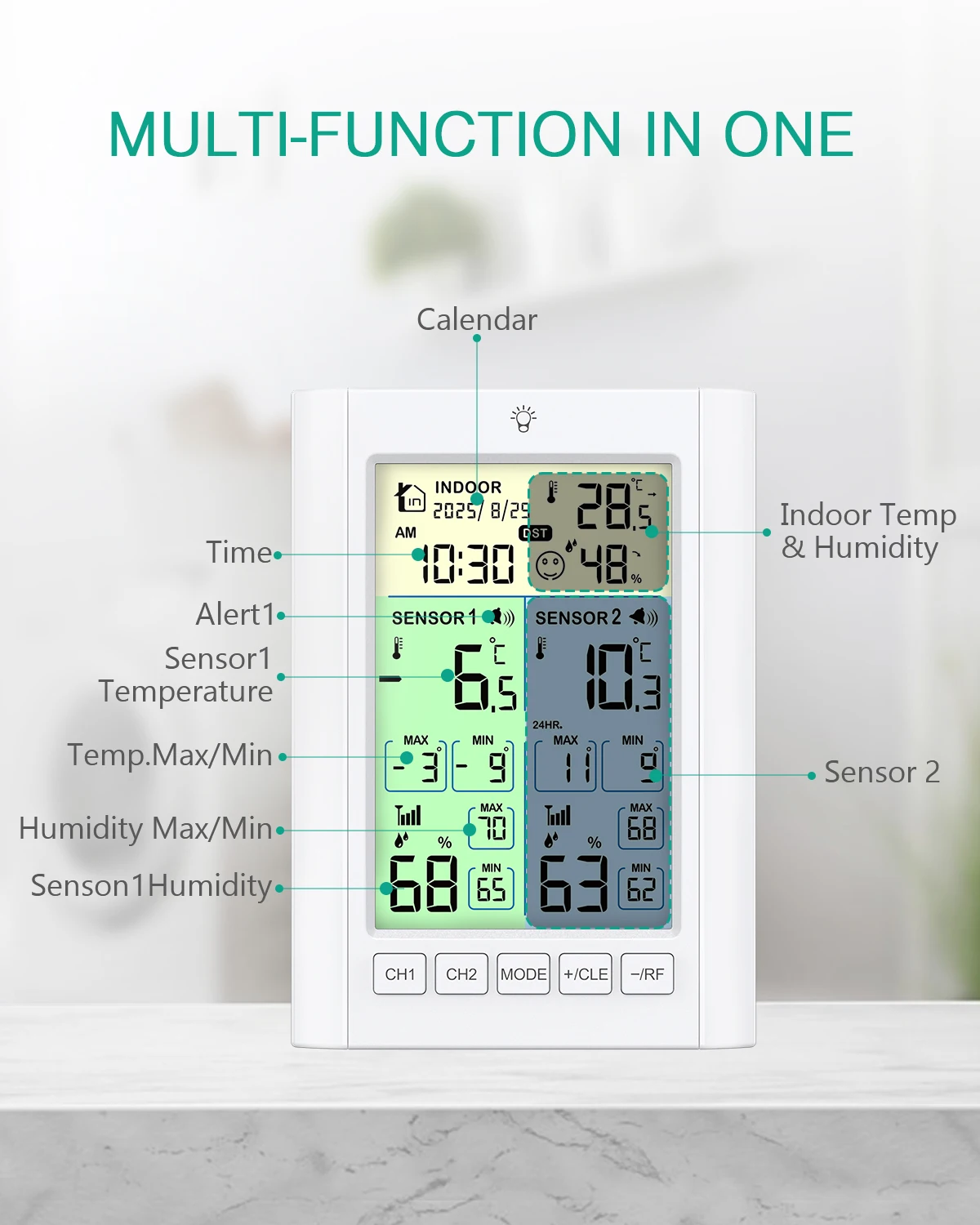 Termómetro ORIA – Inalámbrico frigorífico con alarma y doble sensor - imagen 2