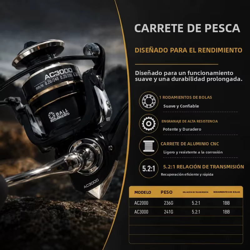 Kit Caña Telescópica Deukio Carrete 2000 para Pesca - imagen 4