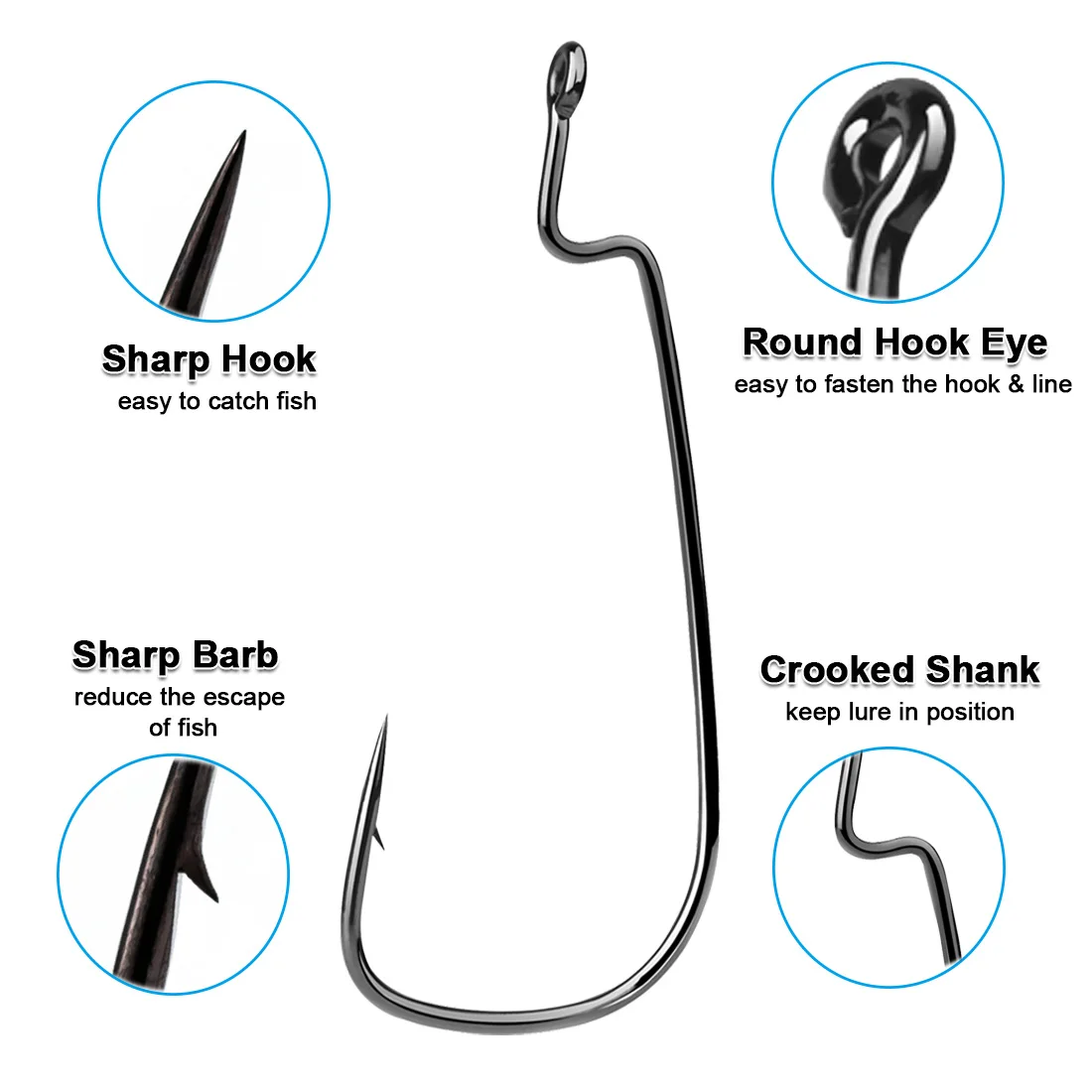 FishTrip Anzuelos Offset Vientre Estrecho – Texas rig lubina - imagen 4