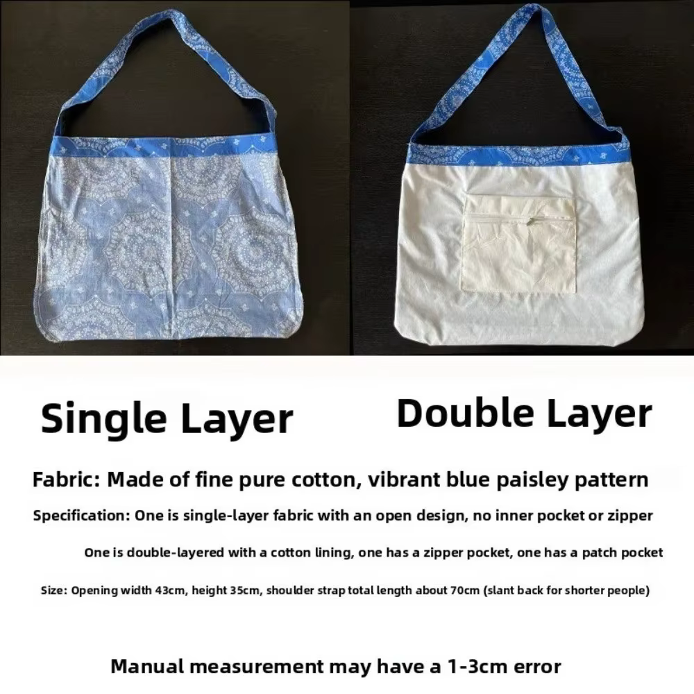 Bandolera Floral en Algodón Azul – Estilo Coreano para Jóvenes - imagen 2