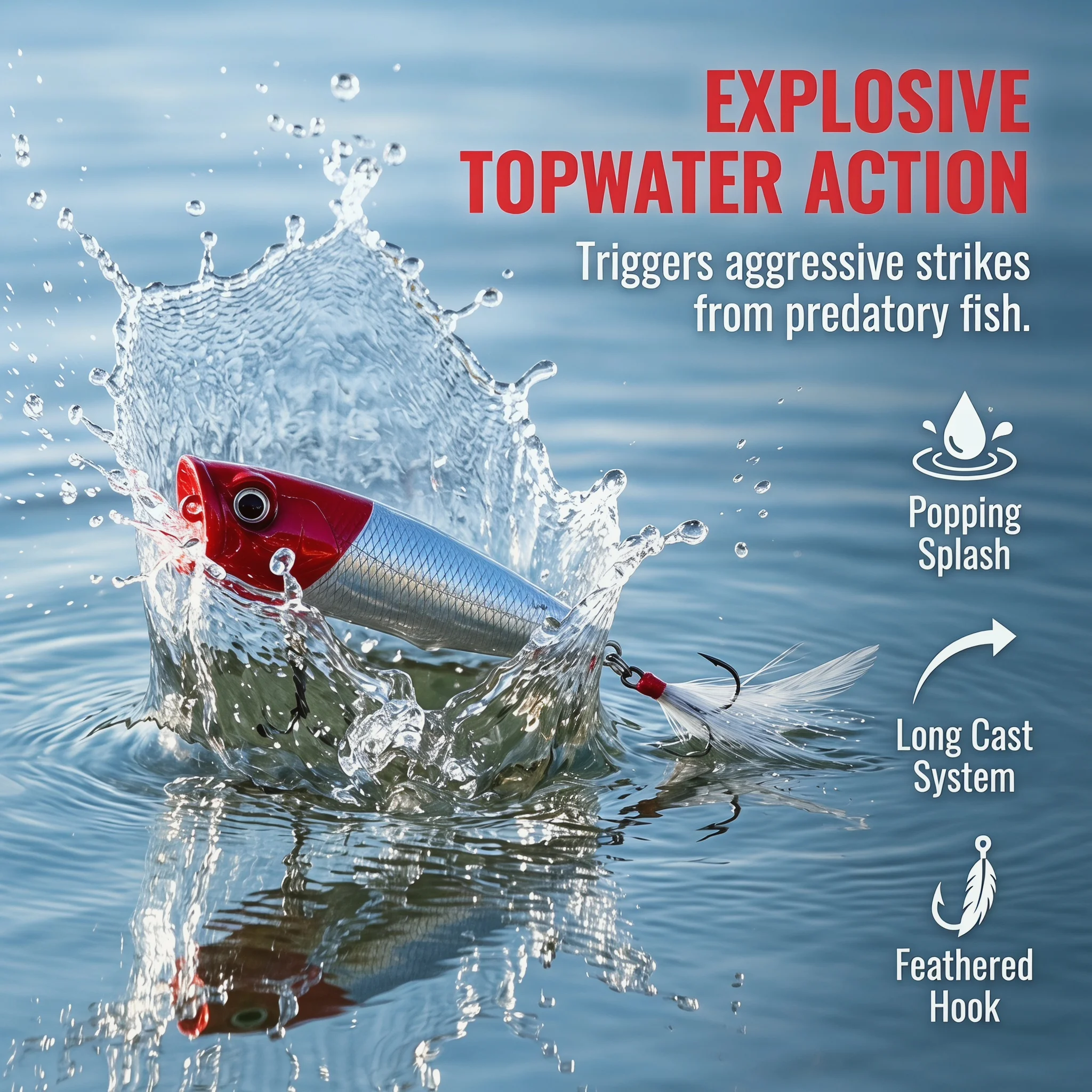 Goture Popper grande tipo Crankbait Wobbler – anzuelo acero carbono - imagen 2