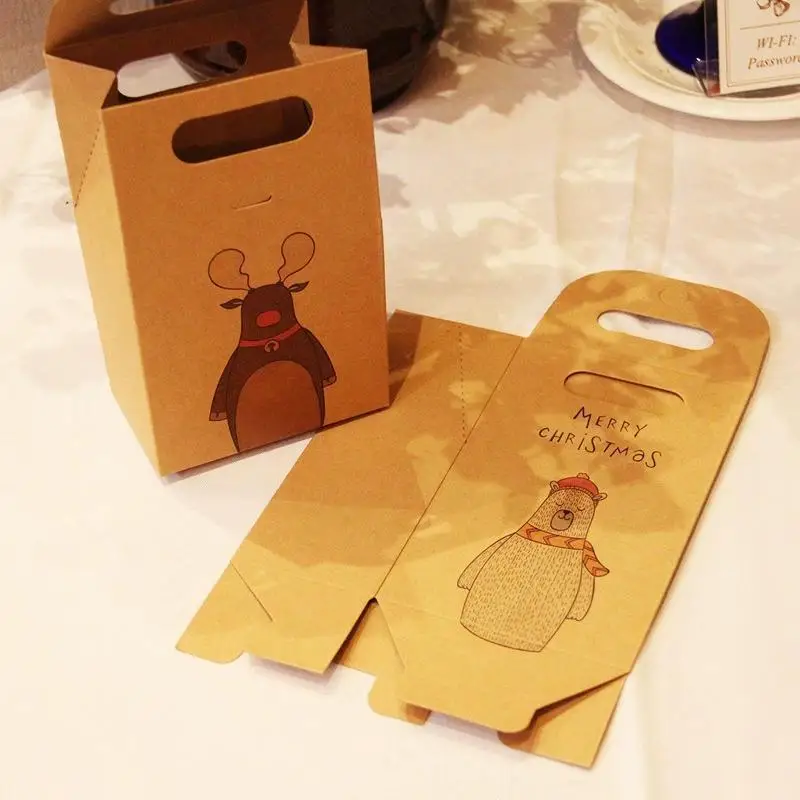 Caja de regalo navideña kraft vintage de papel con bolsa - imagen 2