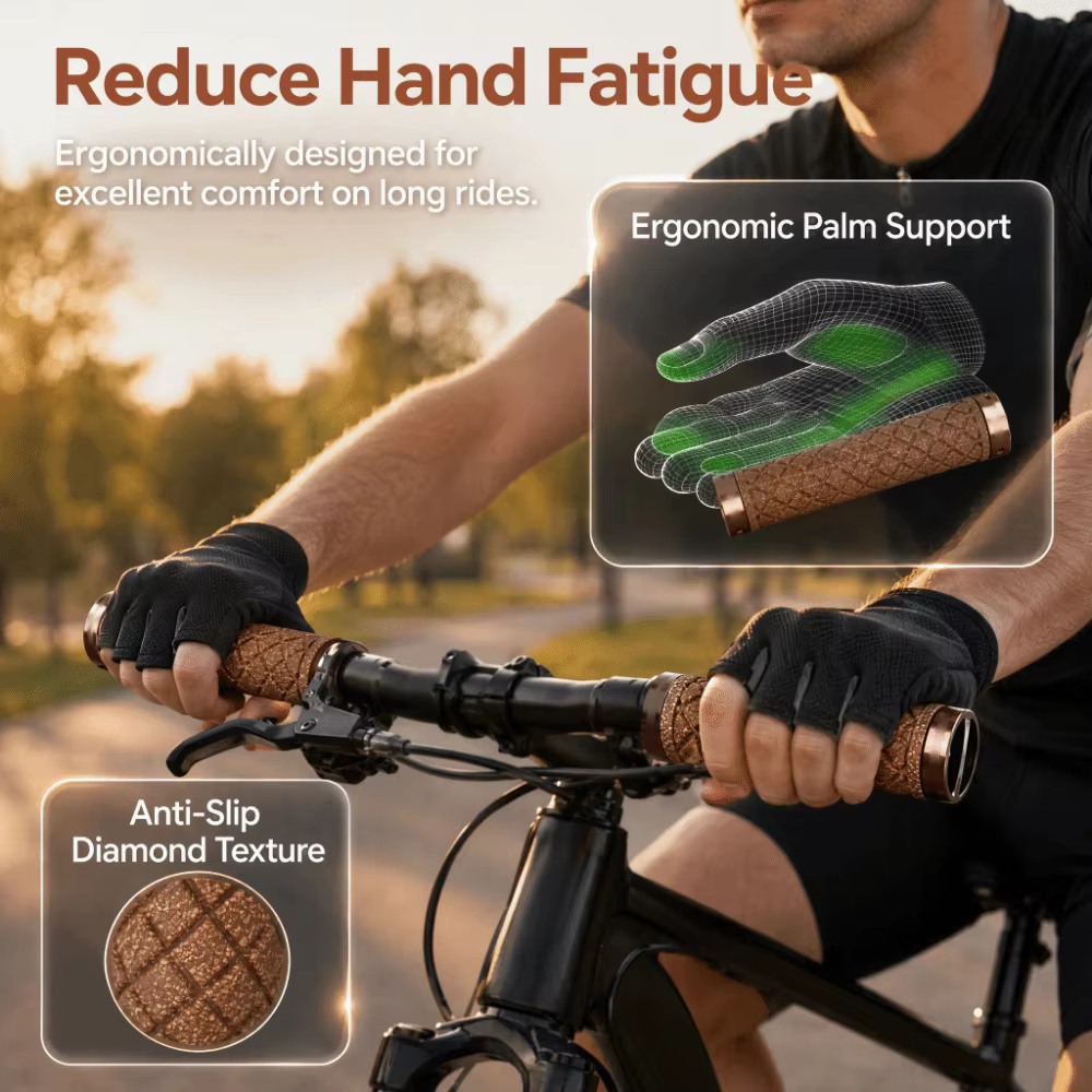 Puños ergonómicos antideslizantes para bicicleta con cierre de aluminio - imagen 3