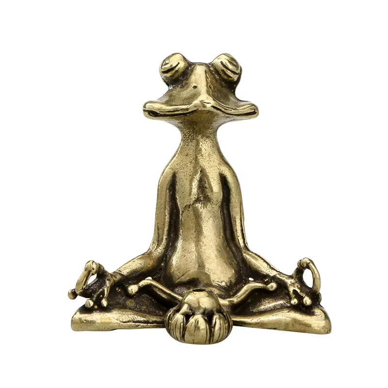 Estatua rana en latón estilo Zen – Decoración vintage - imagen 4