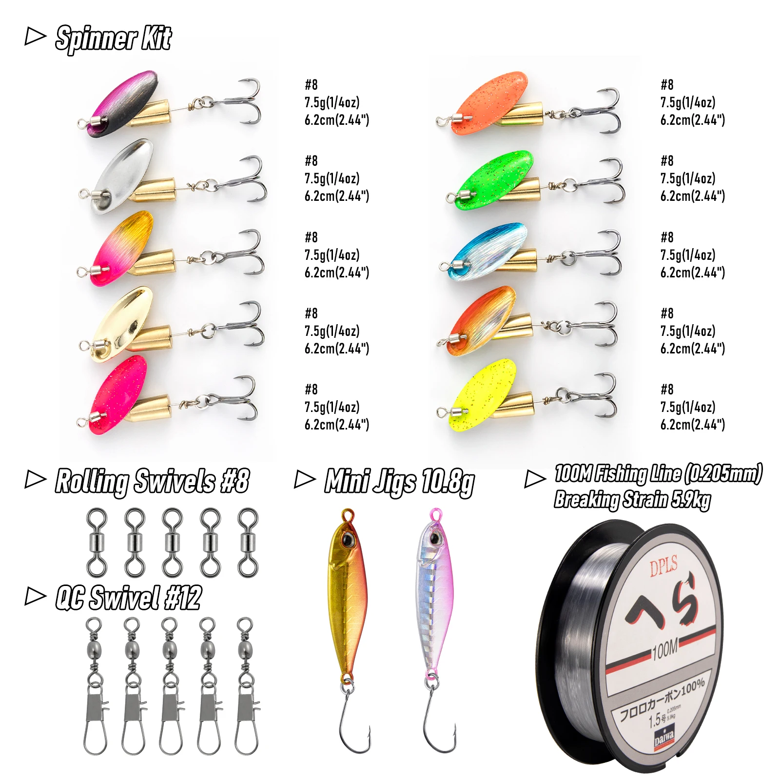 Señuelo metálico incluido en el kit