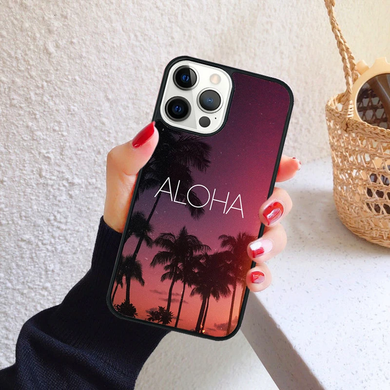 Funda iPhone con diseño tropical de palmeras hawaianas