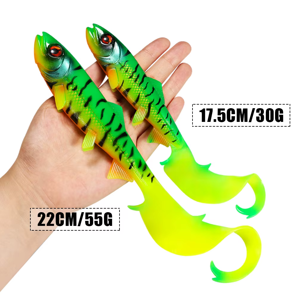 Spinpoler Pike shad Firebomb Grub vinilo para lucio con cola vibrante - imagen 5