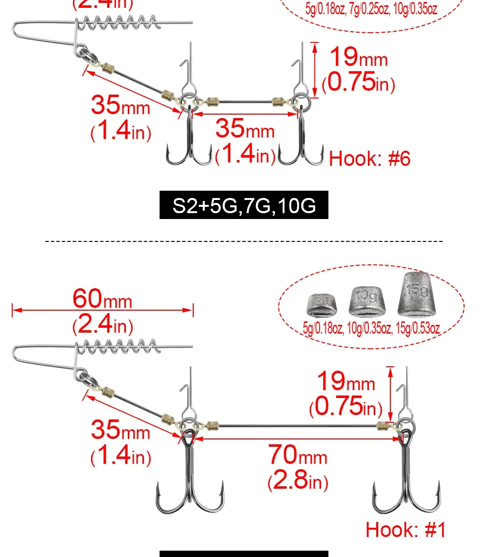 Montaje para shad/curltail y ajuste del lastre