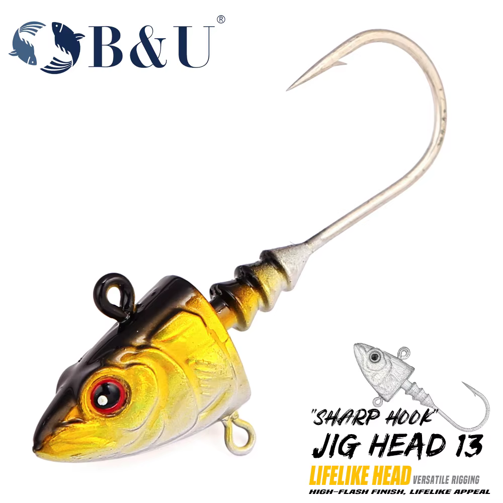 Jighead B&U con cabeza de plomo – Anzuelo afilado para lubina y lucio - imagen 5