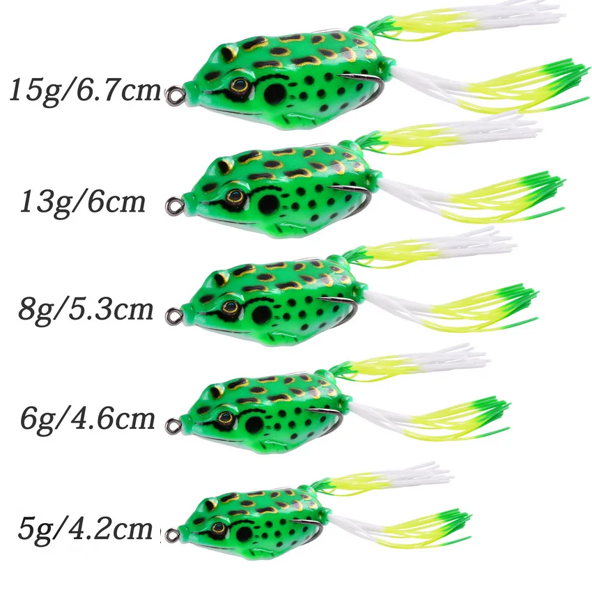 Señuelo de rana Topwater con tubo suave y ojos 3D – Anzuelos