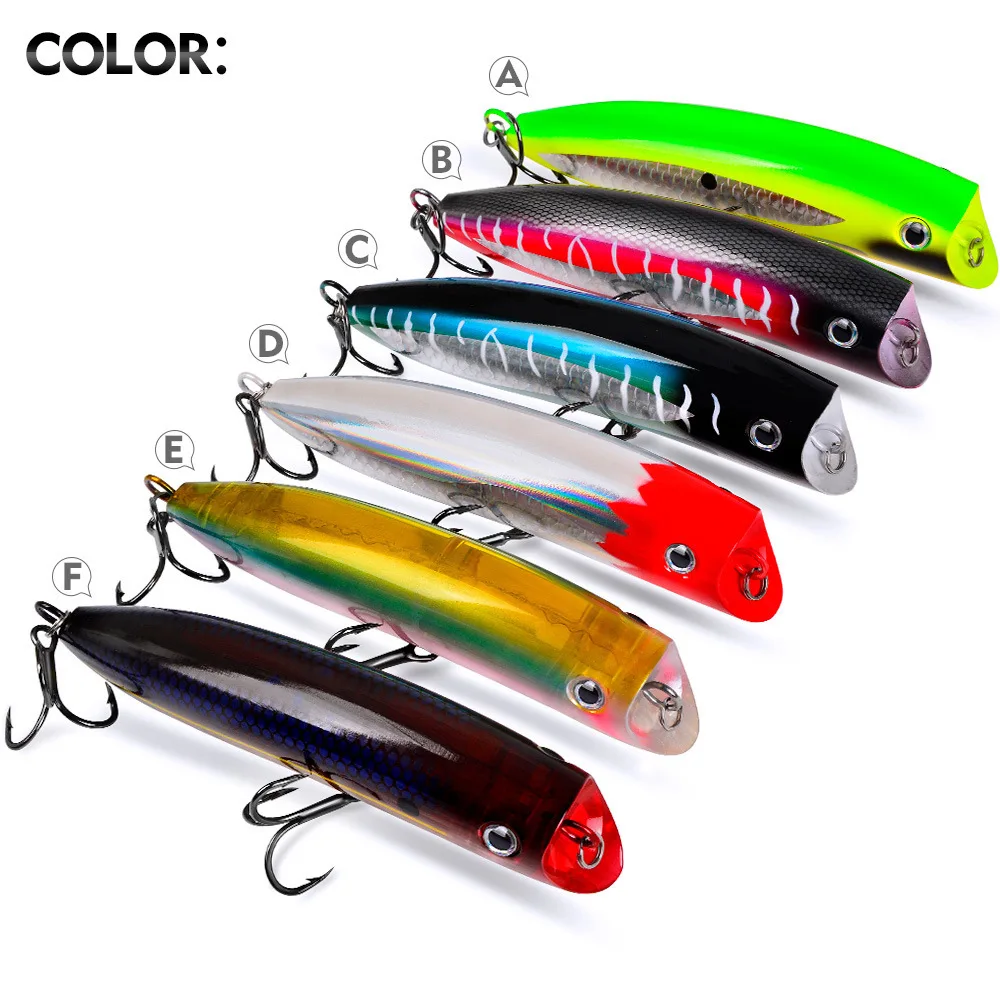 LHFSH Popper señuelo de superficie con triples para agua salada - imagen 4