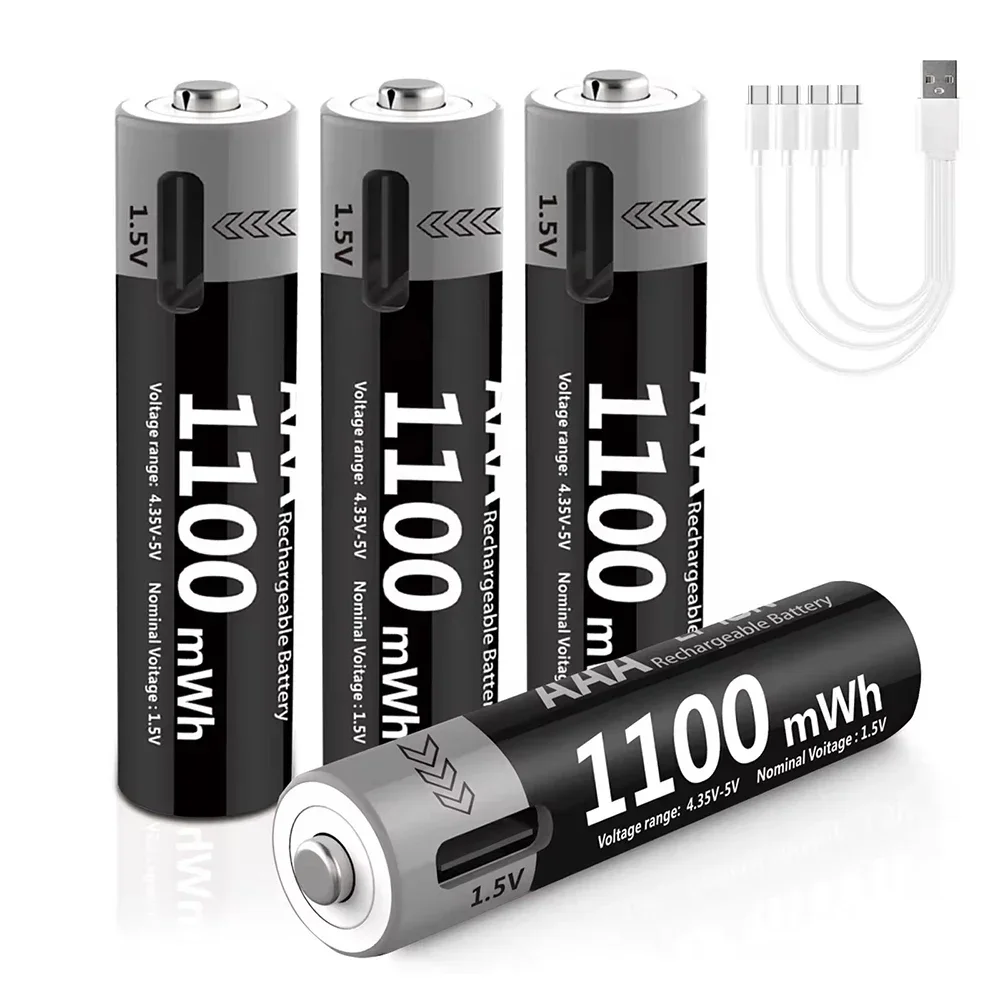 Baterías recargables USB tipo AAA con indicador LED