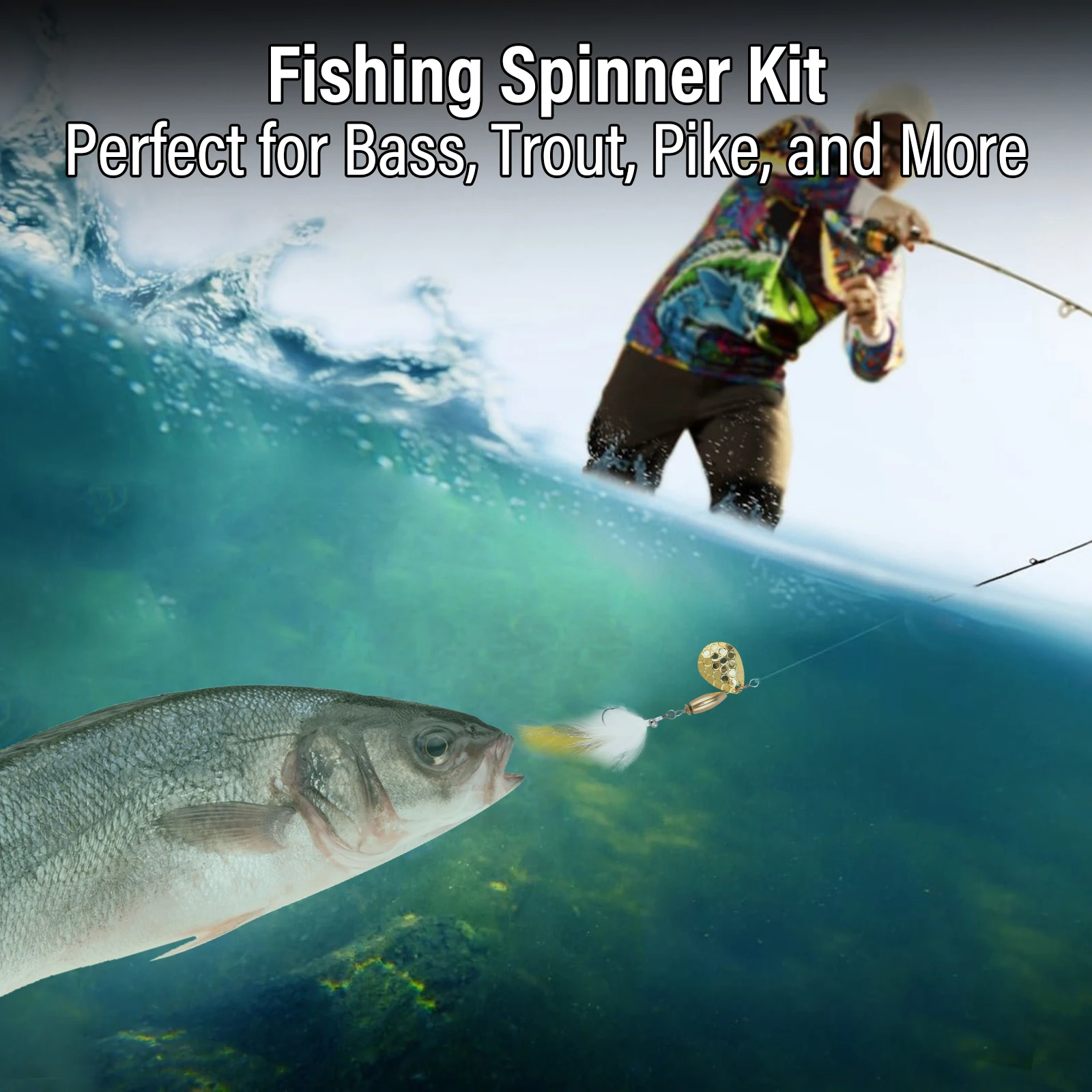 Spinnerbait en línea con plumas de coquí para lubina y trucha - imagen 2