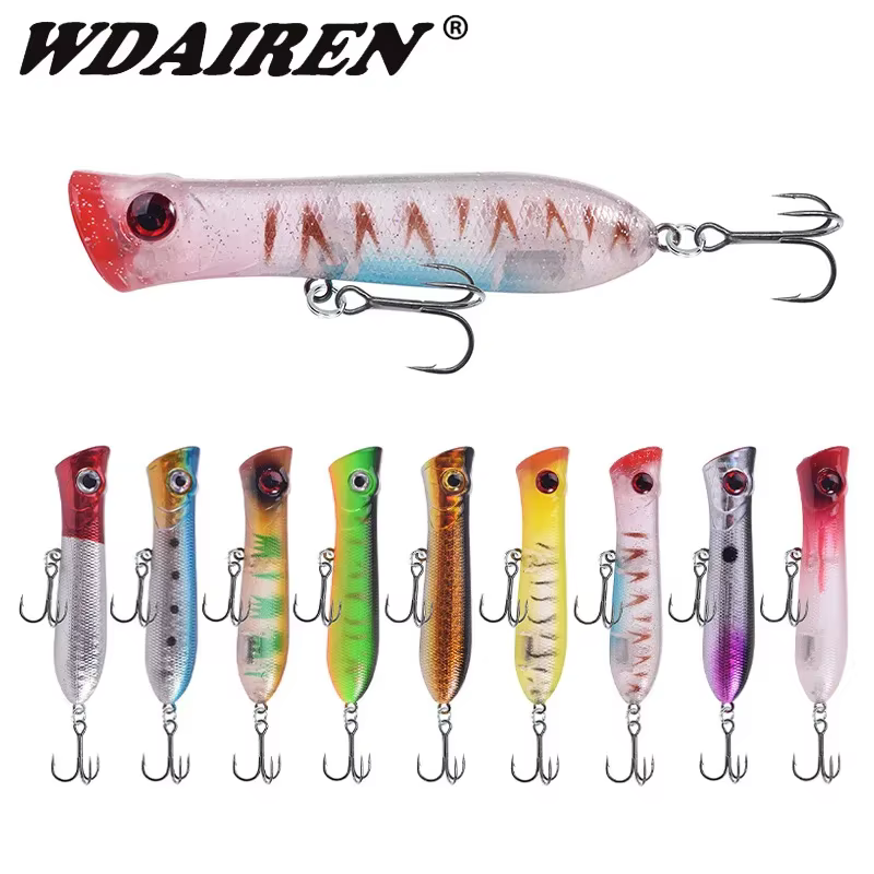 Señuelo Popper Topwater 7cm 11g – Plástico duro con anzuelos triples - imagen 2