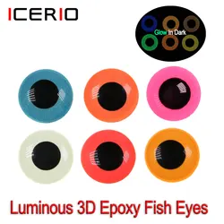 ICERIO Ojos de pez epoxi 3D luminosos para moscas Streamer agua salada
