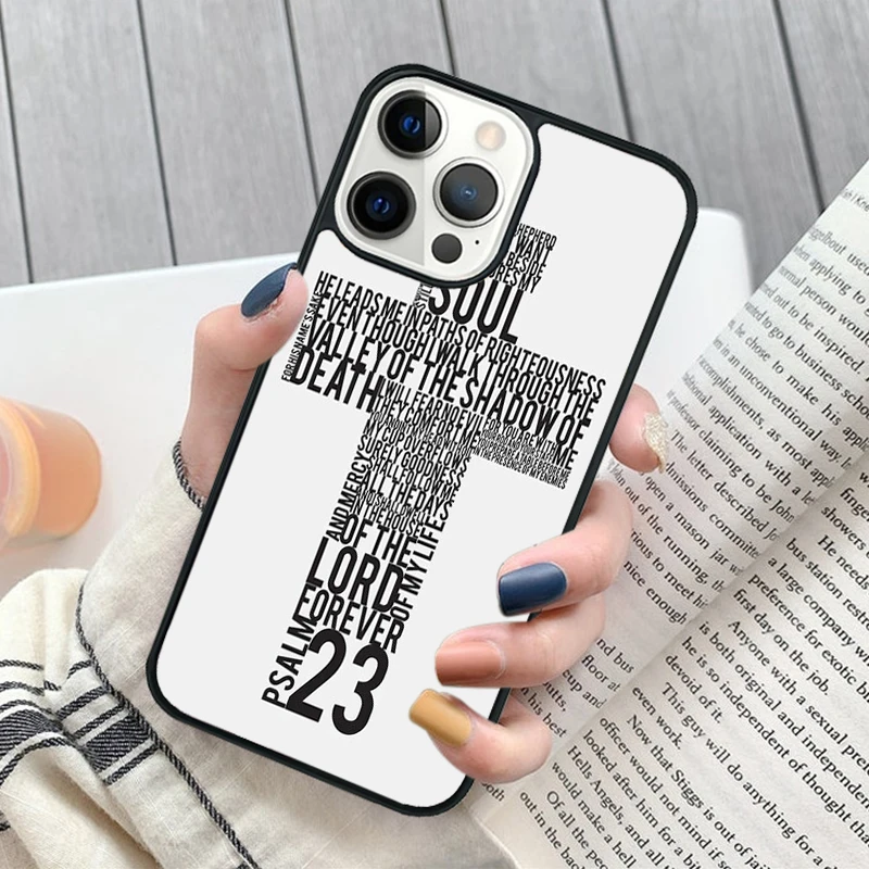 Funda de teléfono con citas cristianas vista frontal