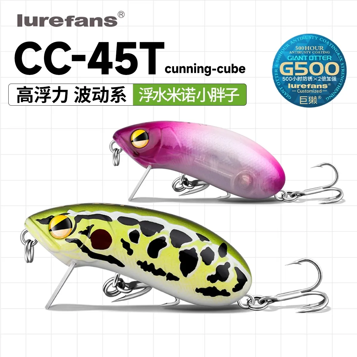 Lurefans CC45T Crankbait Topwater Flotante para Lubina - imagen 3