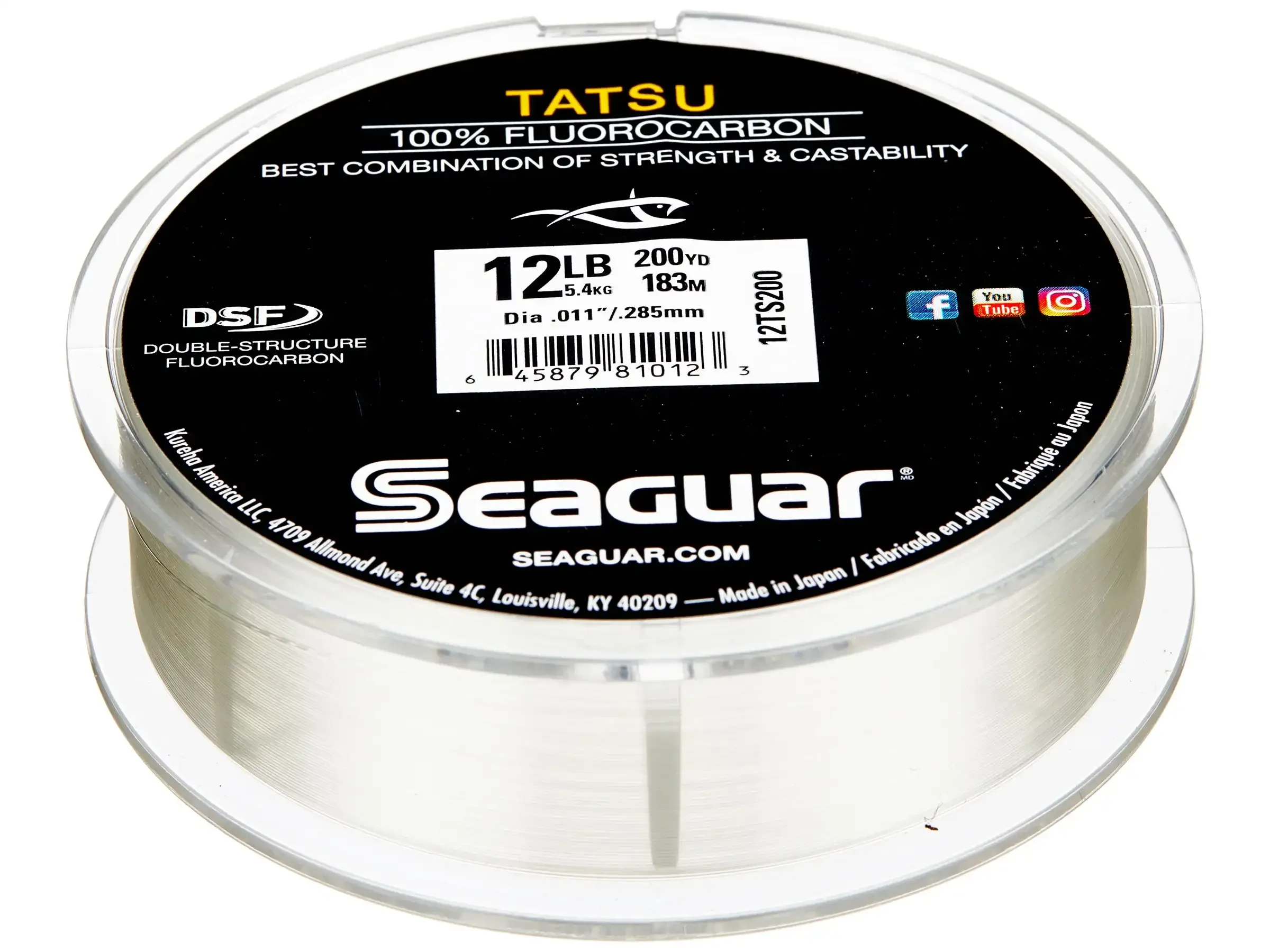 Bobina de línea SEAGUAR TATSU mostrando el detalle del carbono