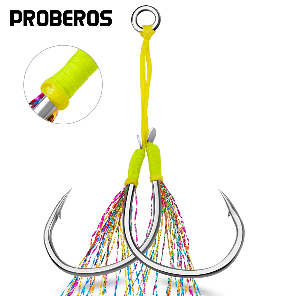 PROBEROS anzuelos asistencia doble púas acero carbono para señuelos - imagen 4