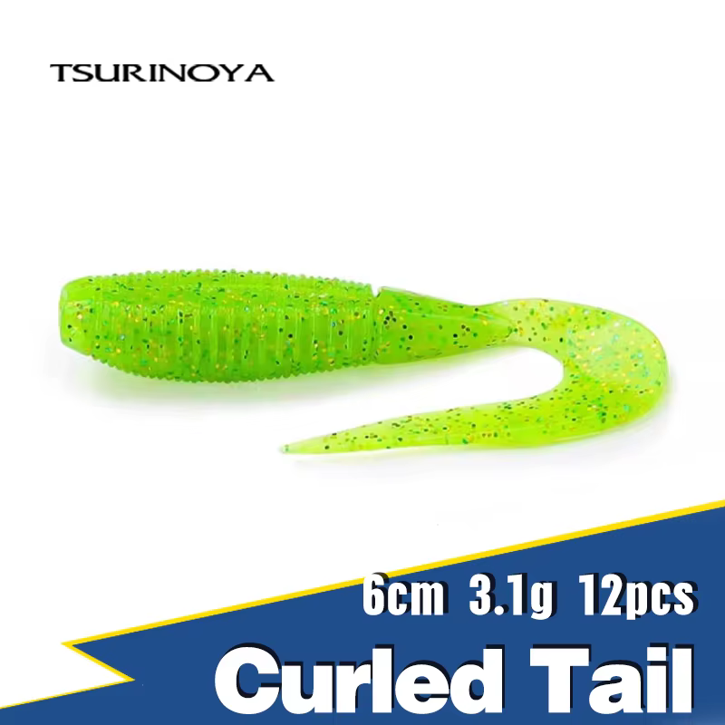 Señuelo Vinilo Larva Tsurinoya UV – Cola rizada para mar