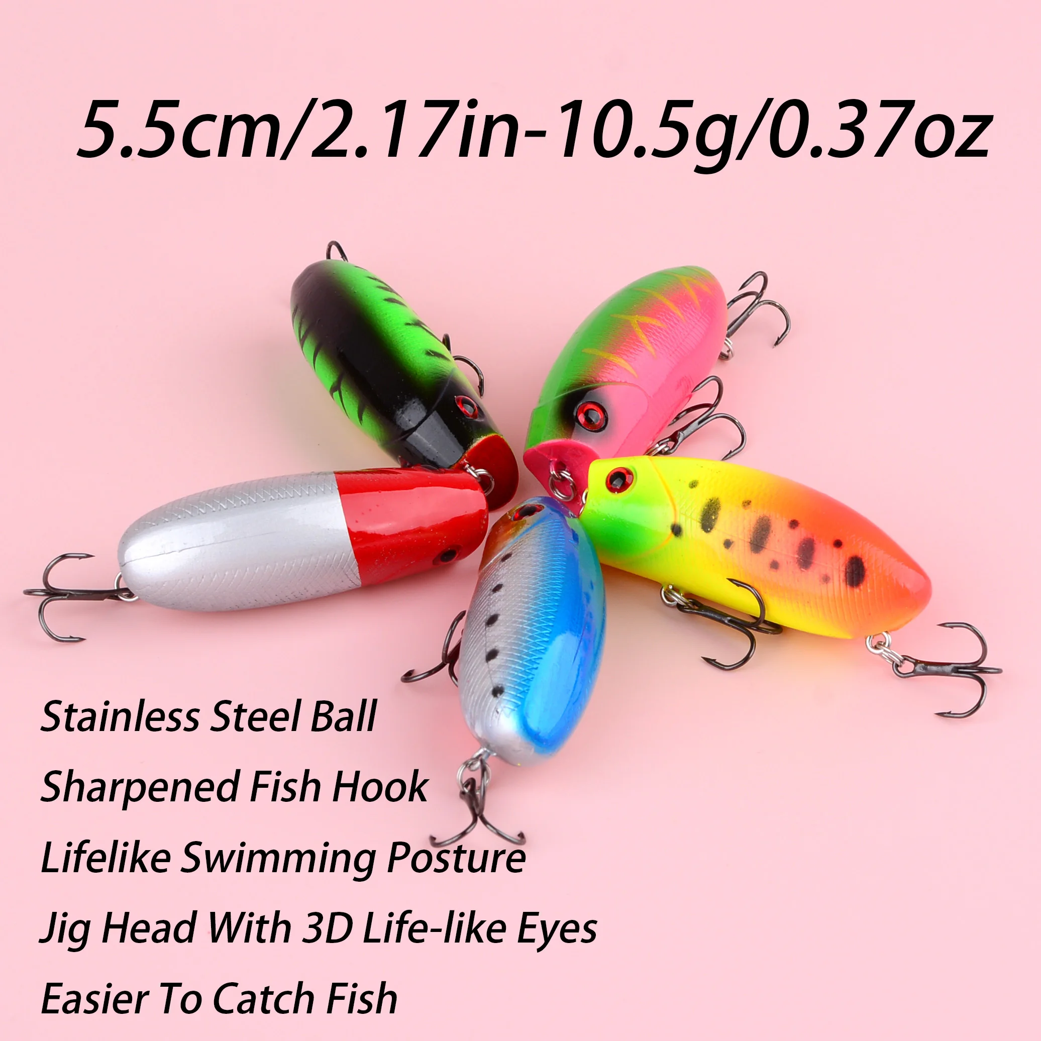 Señuelos Wobbler flotantes de plástico, tipo popper – para pesca - imagen 3