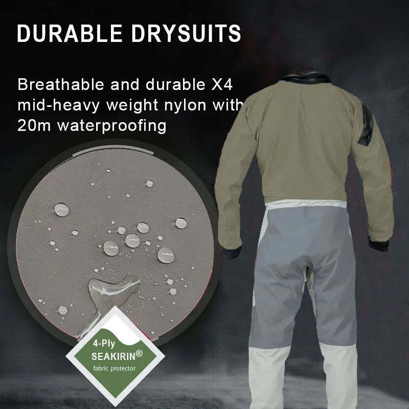 Traje seco pesca kayak con entrada frontal y calcetines con cremallera - imagen 2